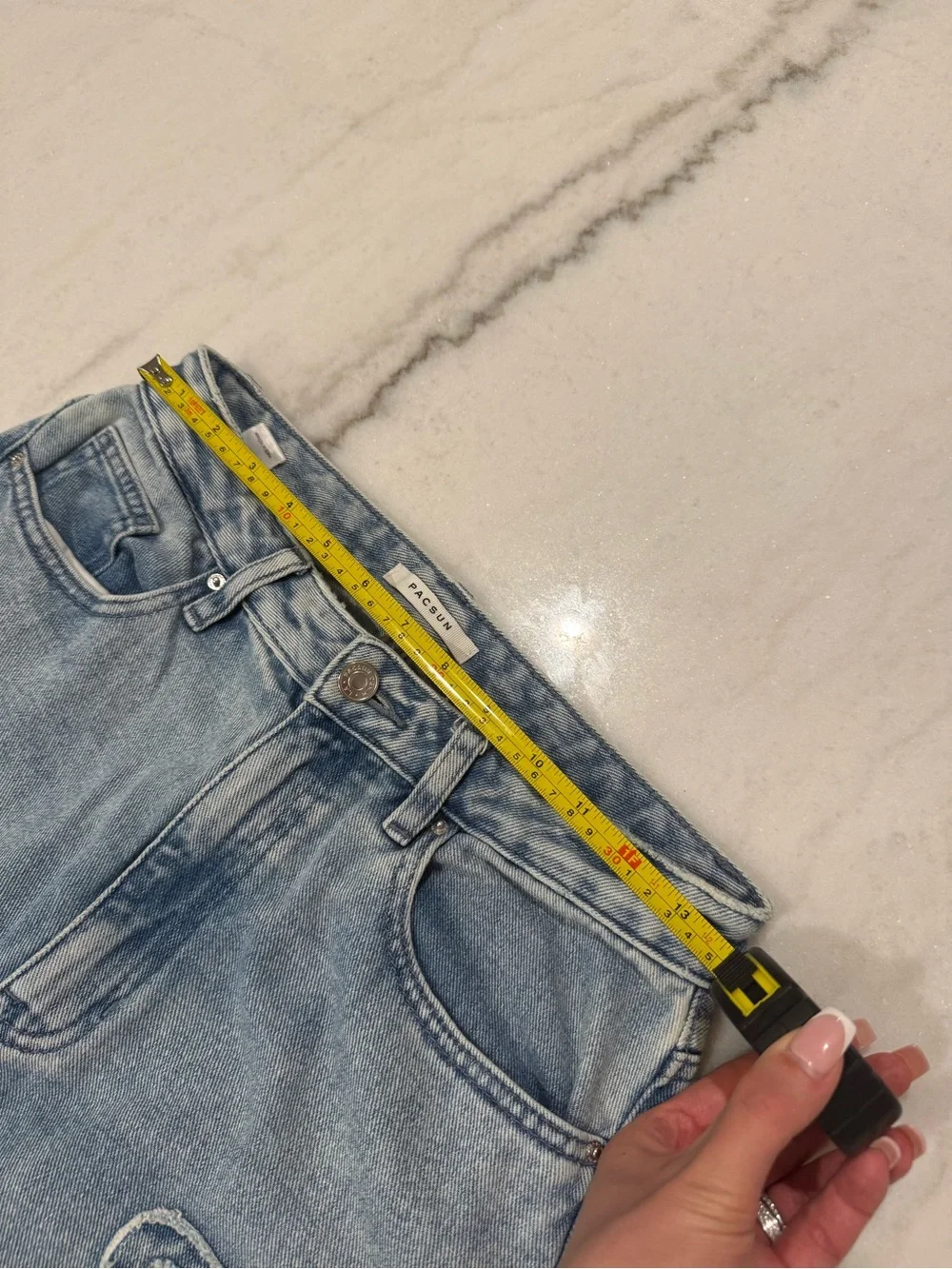 PacSun Light Blue Straight-Leg Jeans with Butterfly Embroidery